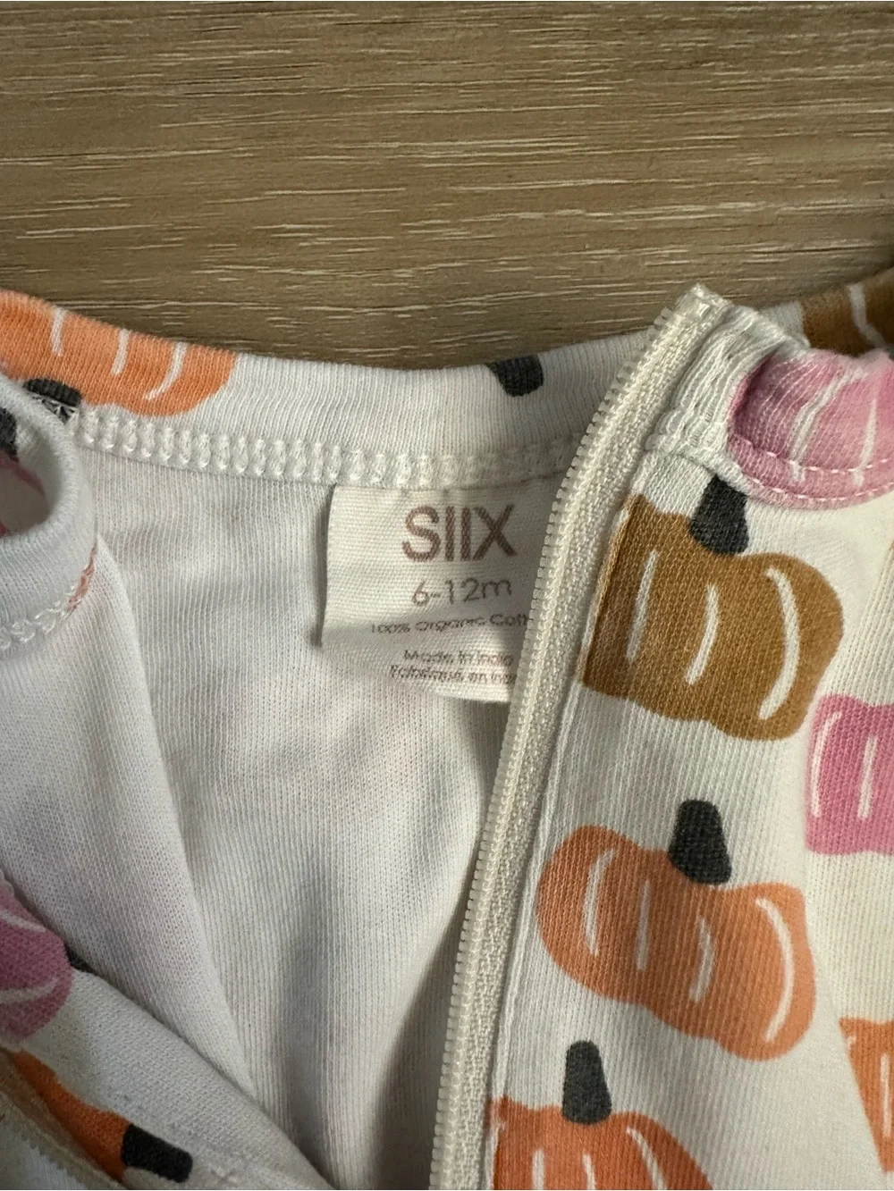 SIIX Baby Pumpkin Print Footed Zip Pajamas 6-12M